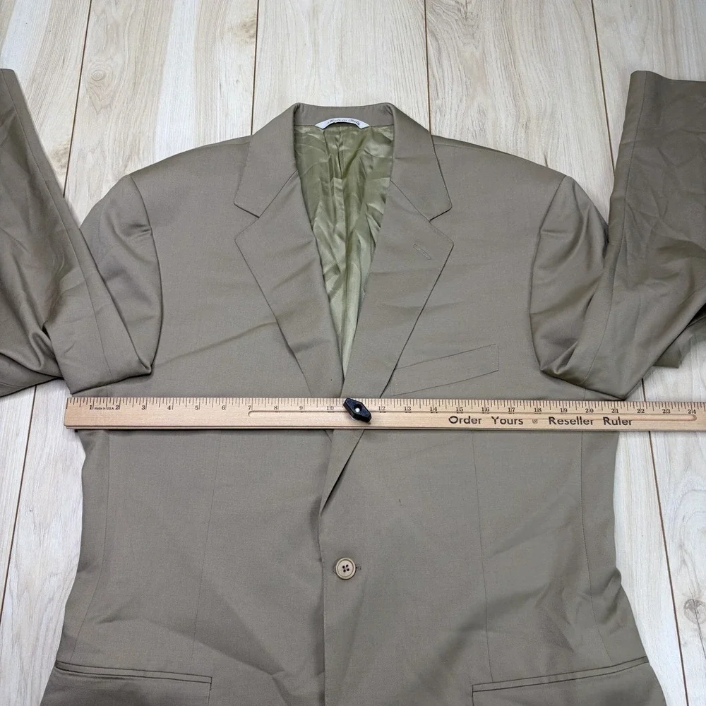 CANALI Beige Pure Wool 2-Pc Suit Mens Size 42L Slim 36x32 Made In Italy